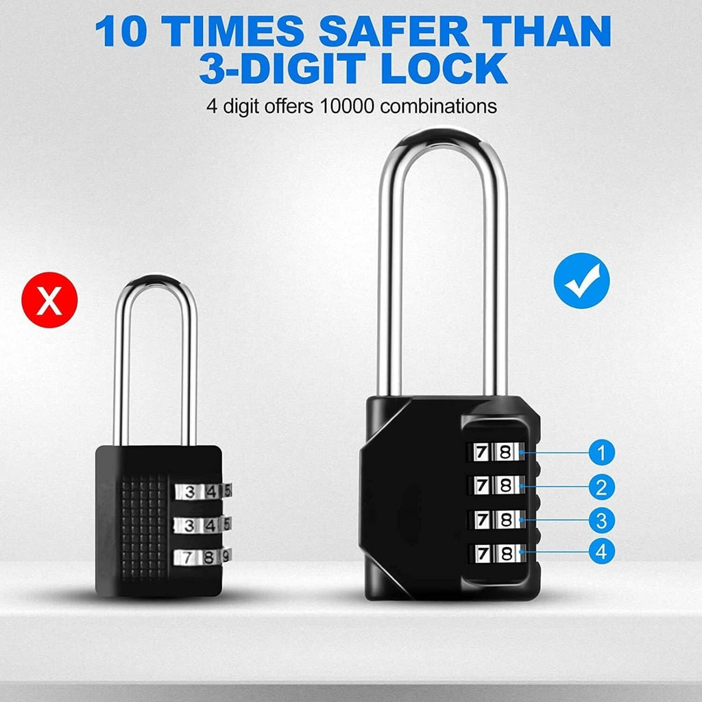 Vinabo Cadenas à Combinaison 4 Digital, Number Padlock, Combination Lock  for Gym, School, Gate, Shed, Garage, Storage, Luggage Lockers and Tool Box